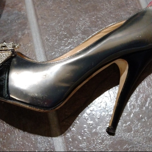 Giuseppe Zanotti crystal buckle embollised gun metal grey red platform pump 39 - Picture 7 of 10